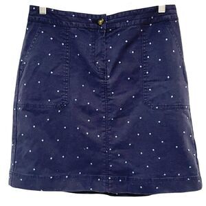 Boden Navy Blue Mini Skirt with light blue Polka Dots Pockets 6R Preppy Y2K